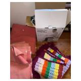 Sharper Image Heating Wrap Afghan Pink Blanket Textile Lot Used
