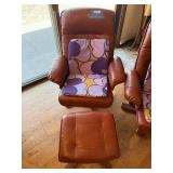 Vintage Ekornes Stressless Brown Leather Recliner Lounge Chair w/ Ottoman Wood Base