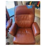 Vintage Ekornes Stressless Brown Leather Swivel Recliner Lounge Chair Bentwood Base No Ottoman