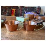 Vintage Wood & Copper Tableware Lot Bowls Coasters Napkin Rings