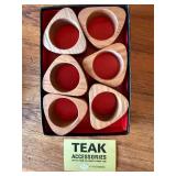 Vintage Wood & Copper Tableware Lot Bowls Coasters Napkin Rings