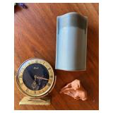 Vintage Hermle Brass Desk Clock Zodiac Dial Roman Numerals 8in