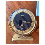 Vintage Hermle Brass Desk Clock Zodiac Dial Roman Numerals 8in