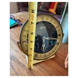 Vintage Hermle Brass Desk Clock Zodiac Dial Roman Numerals 8in