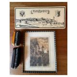 Vintage German Decor Lot Framed Print Brushes Riedlingen View