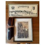 Vintage German Decor Lot Framed Print Brushes Riedlingen View