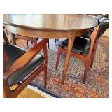 Beautiful Danish Rosewood Mid Century Modern Oval Dining Table & 8 Wood Chairs with Black Cushioned Seats and Backs