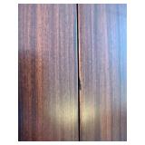 Beautiful Danish Rosewood Mid Century Modern Oval Dining Table & 8 Wood Chairs with Black Cushioned Seats and Backs