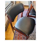 Beautiful Danish Rosewood Mid Century Modern Oval Dining Table & 8 Wood Chairs with Black Cushioned Seats and Backs