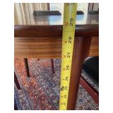 Beautiful Danish Rosewood Mid Century Modern Oval Dining Table & 8 Wood Chairs with Black Cushioned Seats and Backs