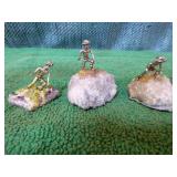 9 Pewter Figurines on Amethyst or Peridot