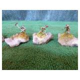 9 Pewter Figurines on Amethyst or Peridot