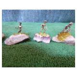 9 Pewter Figurines on Amethyst or Peridot
