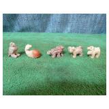5 Carved Jasper Animal Stones