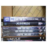 Collection of DVDs and VHS Tapes with Tower Cabinet