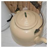 Three Enamel Coffee Pots, One Aluminum Pot