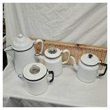 Lot of 4 Enamel Coffee Pots