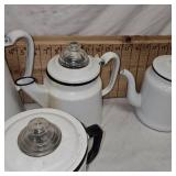 Lot of 4 Enamel Coffee Pots