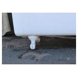 Vintage cast iron clawfoot bathtub, featuring a white porcelain enamel all over. 54" Long X 25.5" Wide X 23" High