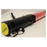 Bright LED Safety Traffic Baton Flashlight Stick With Self Whistle, Front Light & Magnetic Base. New In Box