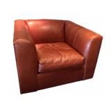 LL - Room & Board Leather Club Chair with Ottoman / Room and Board Lombardi Saddle Leather Club Chair and Ottoman
