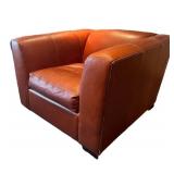 LL - Room & Board Leather Club Chair with Ottoman / Room and Board Lombardi Saddle Leather Club Chair and Ottoman