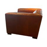 LL - Room & Board Leather Club Chair with Ottoman / Room and Board Lombardi Saddle Leather Club Chair and Ottoman