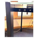 Room & Board Opla Tempered Extension Glass Table with Graphite Legs