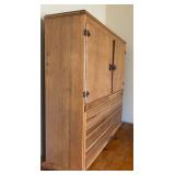 LL - Oak Wood Cabinet - Double-Door Top Cabinet w Tambour Base