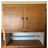 LL - Oak Wood Cabinet - Double-Door Top Cabinet w Tambour Base