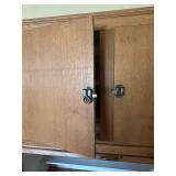 LL - Oak Wood Cabinet - Double-Door Top Cabinet w Tambour Base