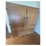 LL - Oak Wood Cabinet - Double-Door Top Cabinet w Tambour Base