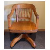 LL - Oak Desk Chair - Reclines & Swivels