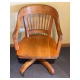 LL - Oak Desk Chair - Reclines & Swivels