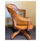 LL - Oak Desk Chair - Reclines & Swivels