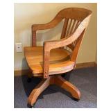 LL - Oak Desk Chair - Reclines & Swivels