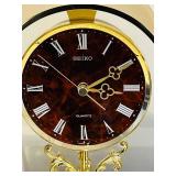 LL - Seiko Quartz Mantel Clock - Gold Tone Arch Case