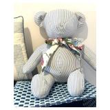 LL - Striped Teddy Bear with Patchwork Pillows & Woven Baskets - Nursery Decor Set