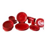 LR - Homer Laughlin Fiesta Scarlet Red Dinnerware Set