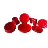 LR - Homer Laughlin Fiesta Scarlet Red Dinnerware Set