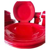 LR - Homer Laughlin Fiesta Scarlet Red Dinnerware Set