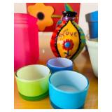 ULB - Assorted Colorful Ceramic Planters & Vases - 6 in High Flower Basket