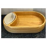 K - Wooden Condiment Tray Set with Dip Bowls, Gravy Boat & Wooden Spoons