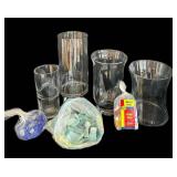 LR - Clear Glass Vases - Assorted Shapes Up To 10 in with Mosaic Glass Chips & Decorative Rocks