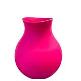 LR - Vases - Pink Flexible Silicone, White Ribbed Glass, Red Bulb (Lot of 3)