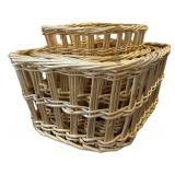 LR - Baskets (Lot of 3) 7 x 16 in Largest Nesting Wicker Baskets