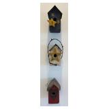 KH - Decorative Birdhouses (Lot of 3) - 7 in high, star & heart designs