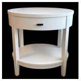 UB1 - Crate & Barrel White Oval Accent Table with Drawer