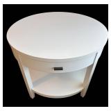 UB1 - Crate & Barrel White Oval Accent Table with Drawer