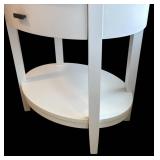 UB1 - Crate & Barrel White Oval Accent Table with Drawer